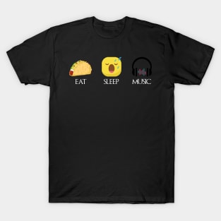 Eat sleep music repeat emoji emoticons graphic T-Shirt